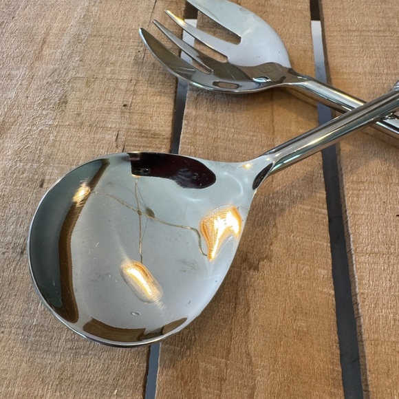 Pottery Barn India Silver Seashell Salad Servers Oversized 14" - Picture 3 of 7